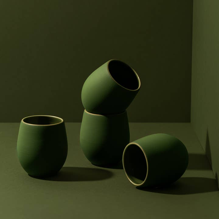 GHARYAN Stoneware & Olive Wood Tableware | Ships from USA - Wholesale Coffee Mug - Handmade Stoneware Espresso Tumbler | Epa 4.5 oz0