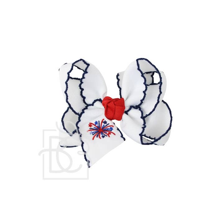 Beyond Creations, LLC - Wholesale Hair Bow - Kids - EMBROIDERED PATRIOTIC CROCHET EDGE BOW