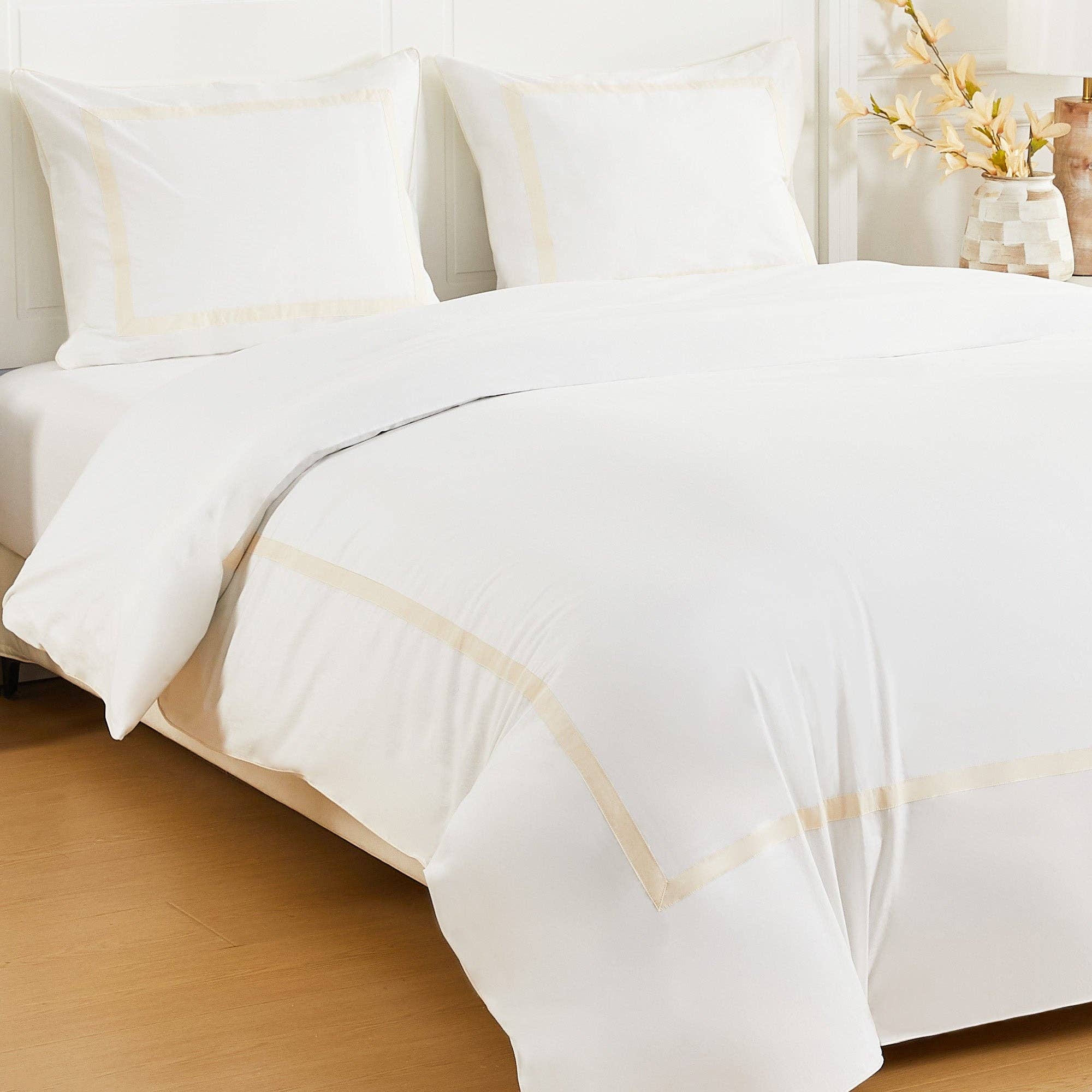 Mélange Home - Wholesale Duvet Cover - Classic Double Border Percale Cotton Duvet Set0