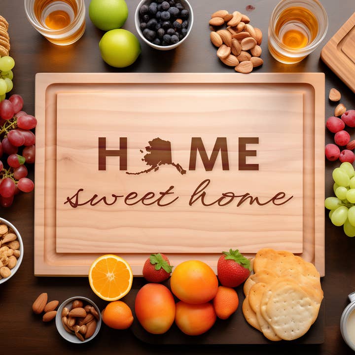 Alaska Home Sweet Home Snijplank - Aangepast Staatsgeschenk voor wholesale door Southern Farm Signs