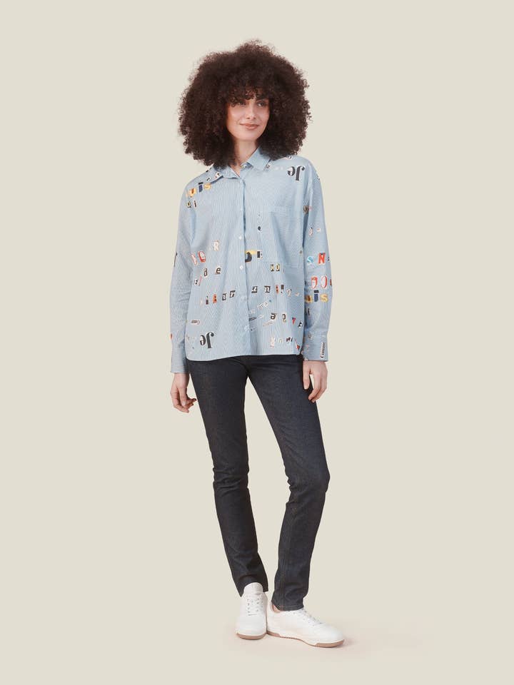 CHEMISE CLEO LETTRES BLEU pour la vente par MADE IN SENS