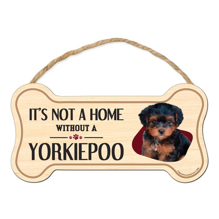 Yorkiepoo Bone Shaped Wood Sign for wholesale by Imagine This Company