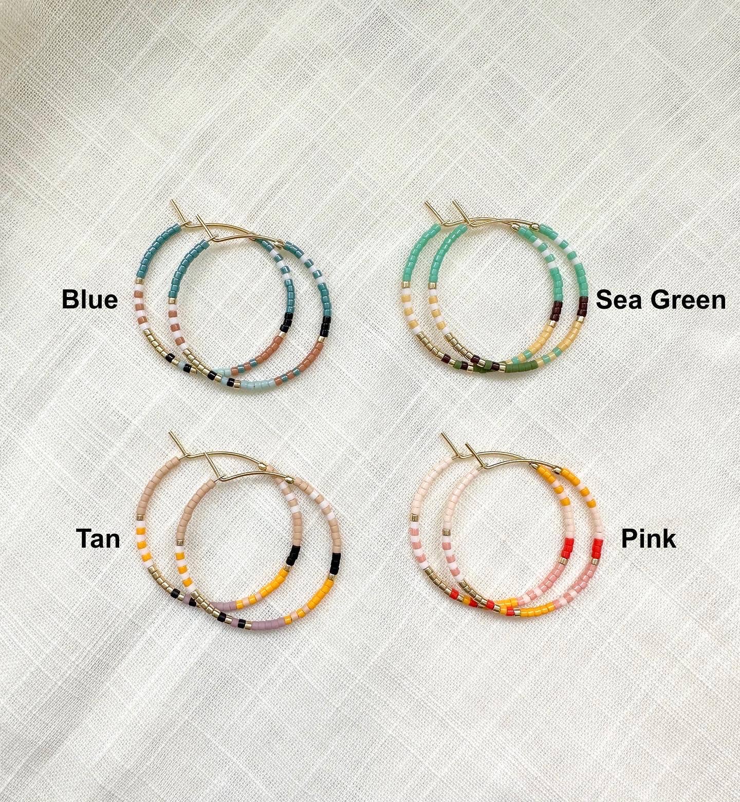 Ocean Breakup – wholesale Hoop earrings – Bright Beaded Gold Hoops Earrings5