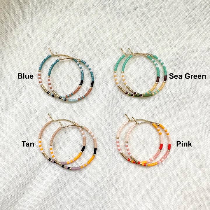 Ocean Breakup – wholesale Hoop earrings – Bright Beaded Gold Hoops Earrings5