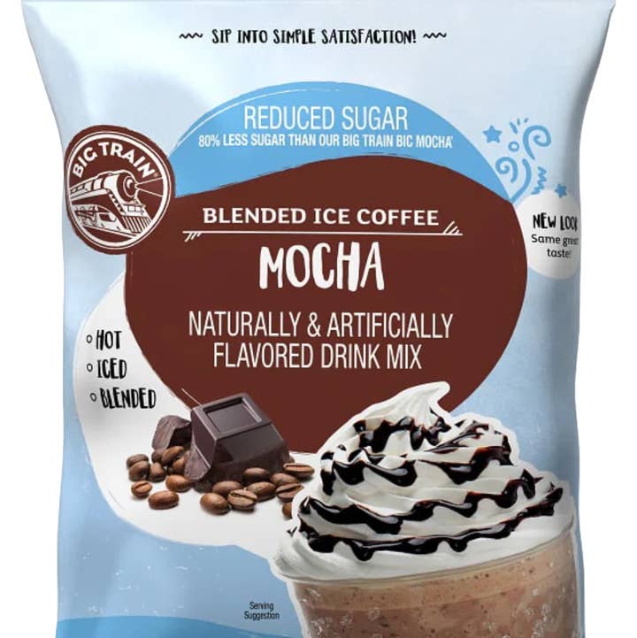 Big Train Reduced Sugar Mocha Blended Ice Coffee Mix for wholesale by Dark Canyon Coffee Company