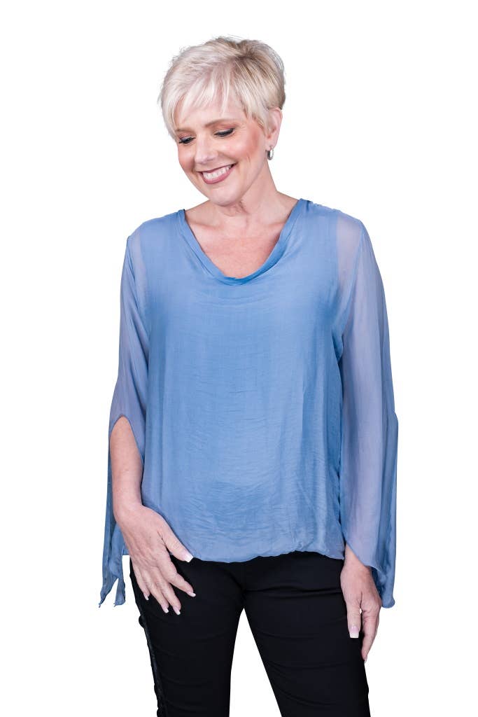 TINA Stephens Italy/Tees By Tina - Wholesale Blouse - Women's - Tiffany Silk Butterfly Bottom Open Wrist (BLS218)22