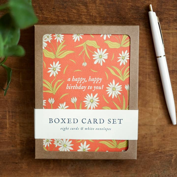 Cumpleaños de Margaritas en Flor | Juego de Tarjetas en Caja de 8 | A2 para venta al por mayor de annalisa v. sawtell