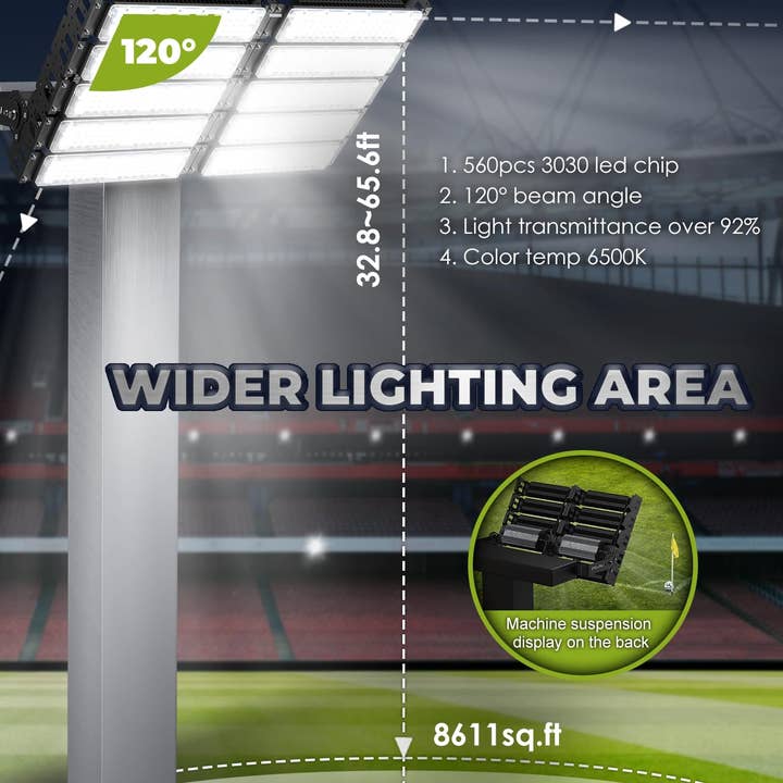 OutdoorSolarOutlet – wholesale Outdoor/lawn light – 500W LED Stadium Flood Lights 3000W Equivalent 80000LM Super Bright LED Arena Lights 85-305V IP66 Waterproof 6500K3