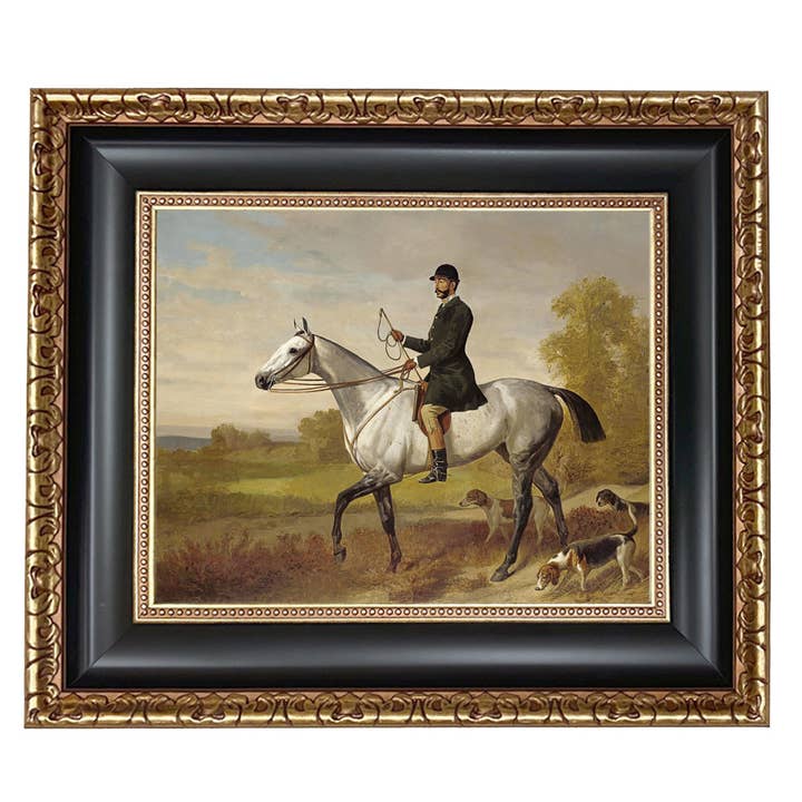 Ein Jäger mit Pferd & Hunden von Adam Emil Druck auf Leinwand für den Großhandel von Madison Bay Co. - Historical Home Decor Reproductions