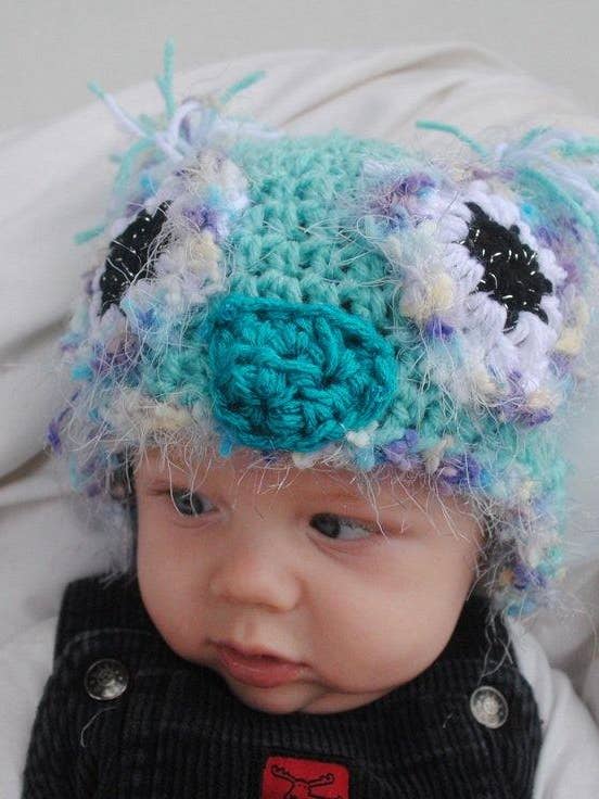 Owl Crochet Hat with Sparkles for wholesale by Mad Hatter Farm