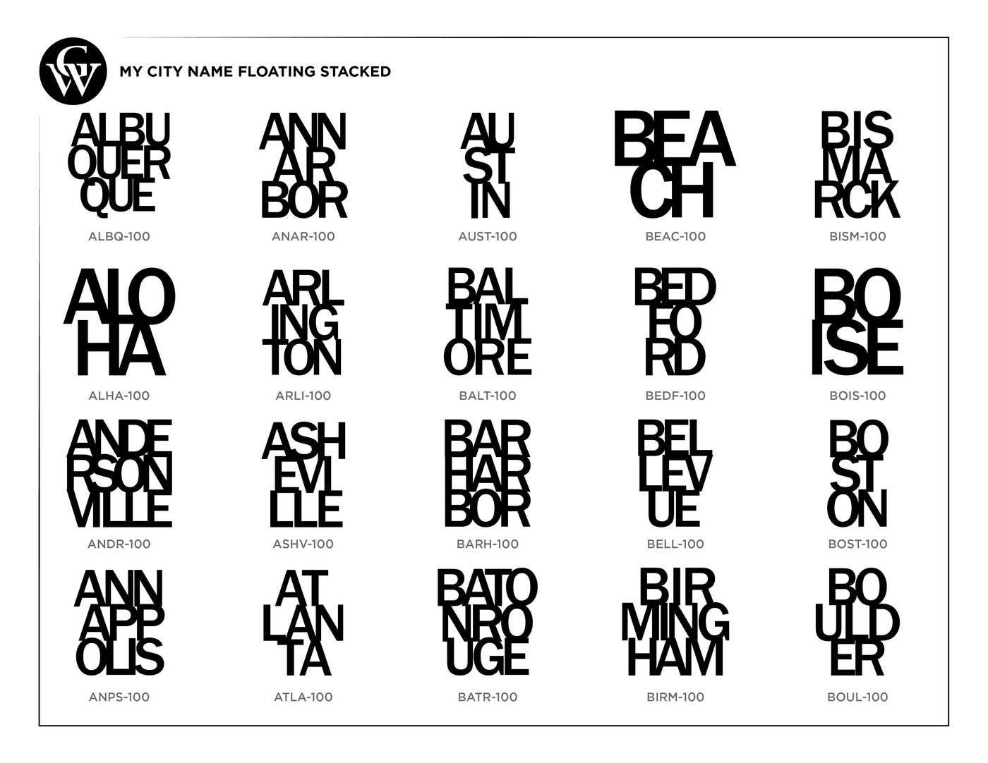 Grainwell - Wholesale Wall Accent - City Name Floating Stacked2