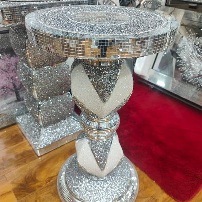 Silver Side End Table Crushed Diamond Glitter for wholesale by DEENZ