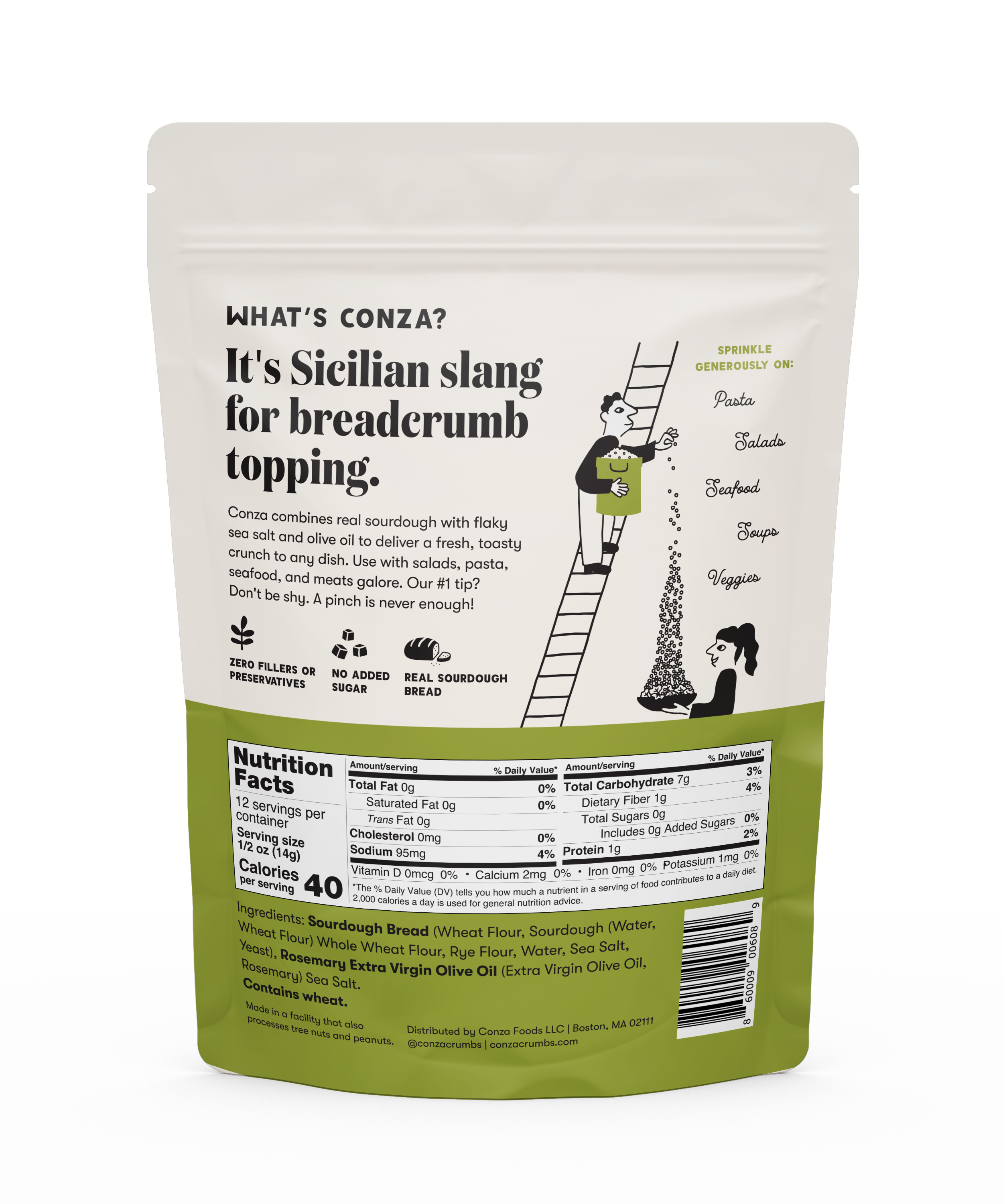 Conza Sourdough Crunch Breadcrumbs – Engroshandel Brødblanding – Olivenolie og havsalt - Surdej Crunch Brødkrummer - 6 oz1