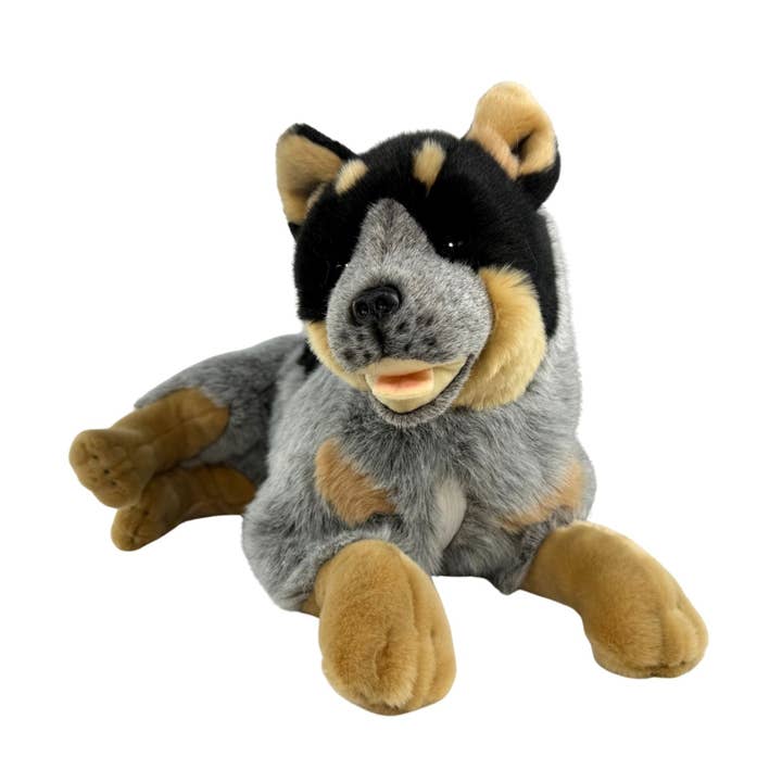 Diesel - Cattle Dog with satin pocket - 62cm lying for wholesale by Bocchetta Plush Toys