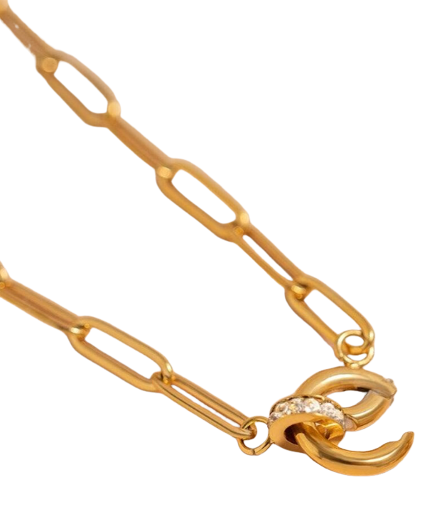 HoopLa – Engroshandel Halskæde med vedhæng – Lia 18K Guld PVD CZ Papirclips Karabinhage Vedhængsholder Halskæde2