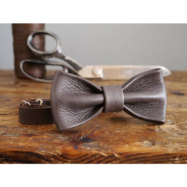Kingsley Leather - Wholesale Bow Tie - Men's - Leather Bow Tie - Espresso Brown8