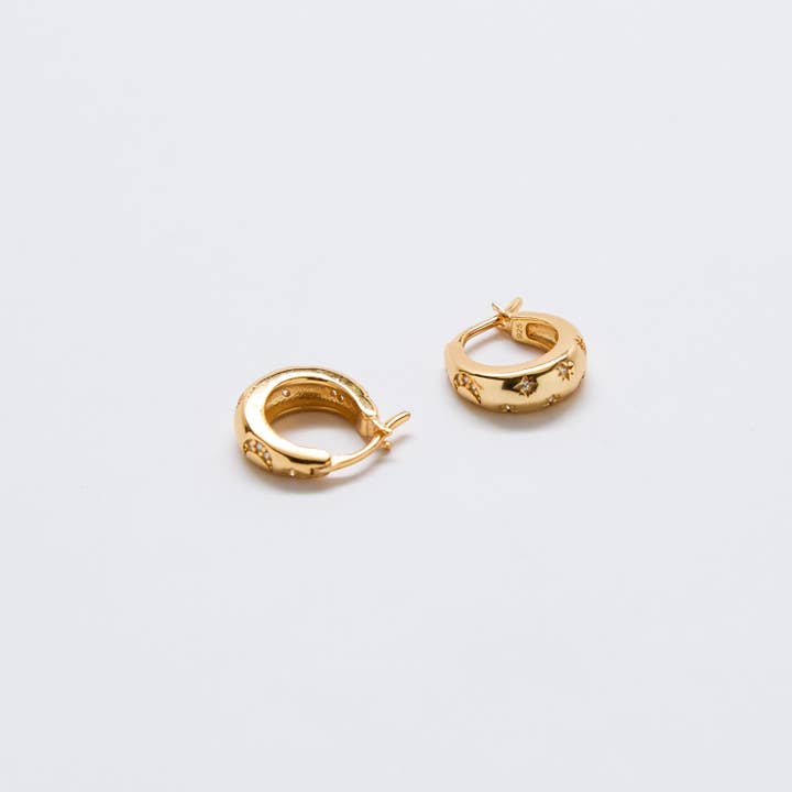 Moon & Star Gold Vermeil Hoop Earrings - Christmas 2025 Jewelry for wholesale by Admiral Row