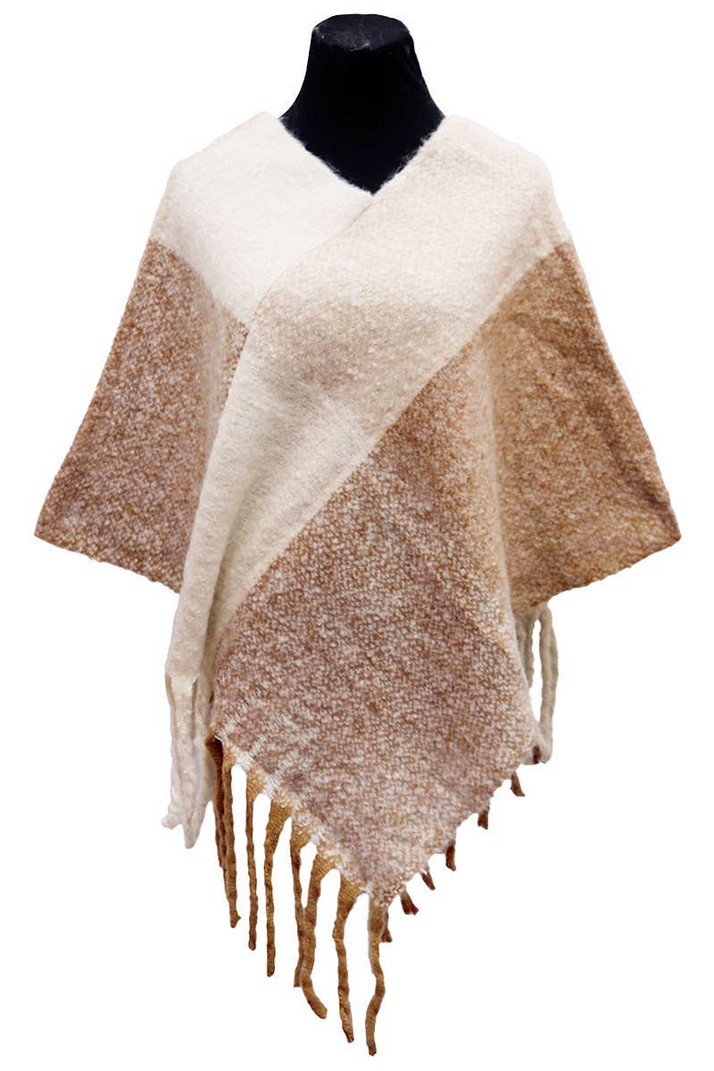 ASSORTED Multi Plaid Color Block Faux Cashmere Poncho for wholesale on Faire7