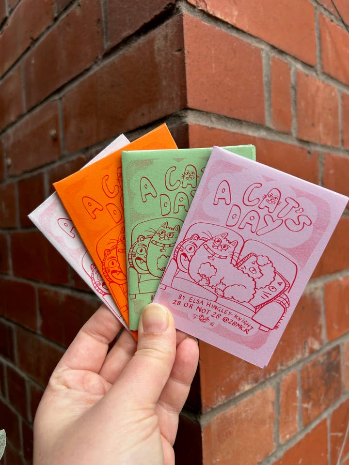 A Cat's Day Risograph Zine A7 to A4 MIXED COLOURS for wholesale by 2B Or Not 2B
