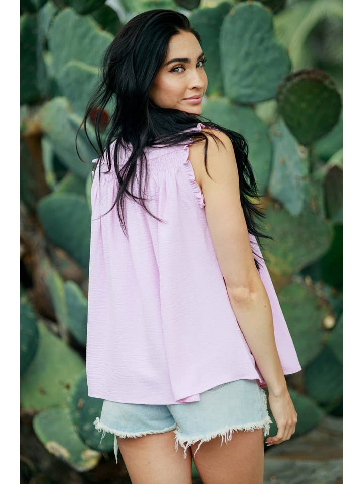 Cezele - Wholesale Blouse - Women's - Ruffle Button Cap Sleeve Tank Top11