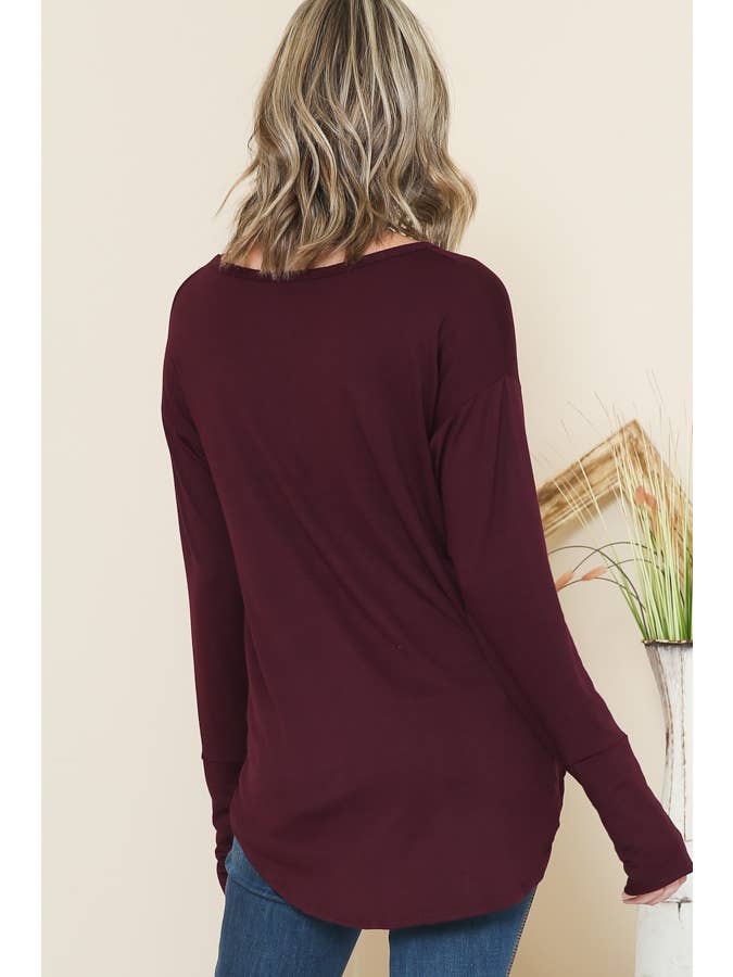Burgundy Apparel - Wholesale Tunic - Women's - LONG SLEEVE TOP WITH THUMB HOLE9