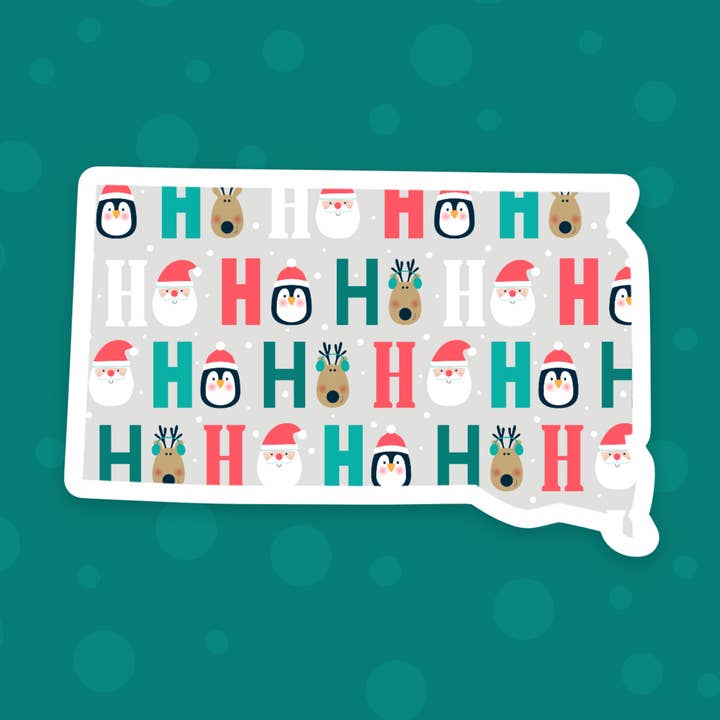Autocollant d'état de Noël « Ho Ho Ho Ho » du Dakota du Sud pour la vente par The State Stickers