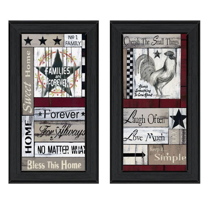 Vignette en 2 pièces « Family Wisdom », Linda Spivery, cadre noir pour la vente par Trendy Decor 4U