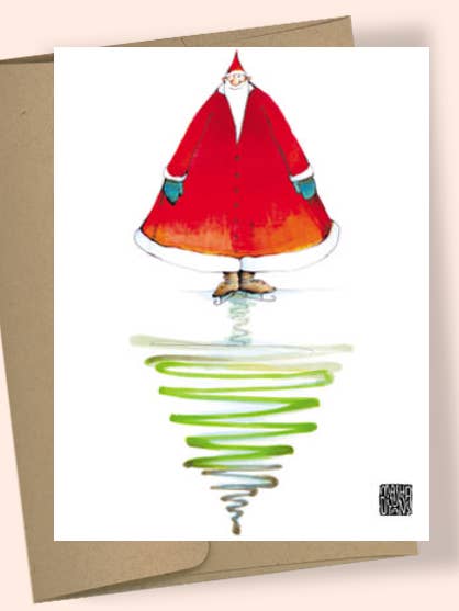 TREESKATE SANTA AQUAREL WENSKAART voor wholesale door Studio Masha D'yans