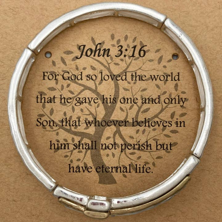 Lunar Deer - Wholesale Bangle Bracelet - Engraved Cross John 3:16 Stretch Bracelet1