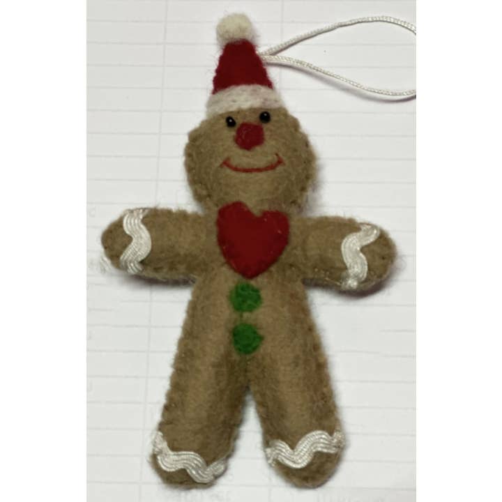 cerruti home - Wholesale Ornament - Handmade Felted Wool Gingerbread "Cookie" Ornament0
