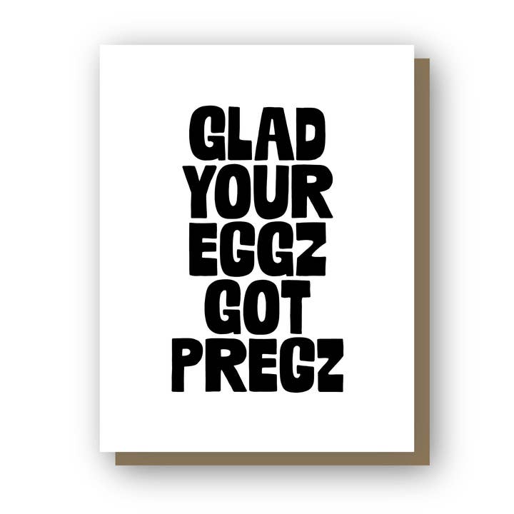 Fijn dat je eieren zwanger zijn geworden, gefeliciteerd kaart voor wholesale door Wishbone Letterpress