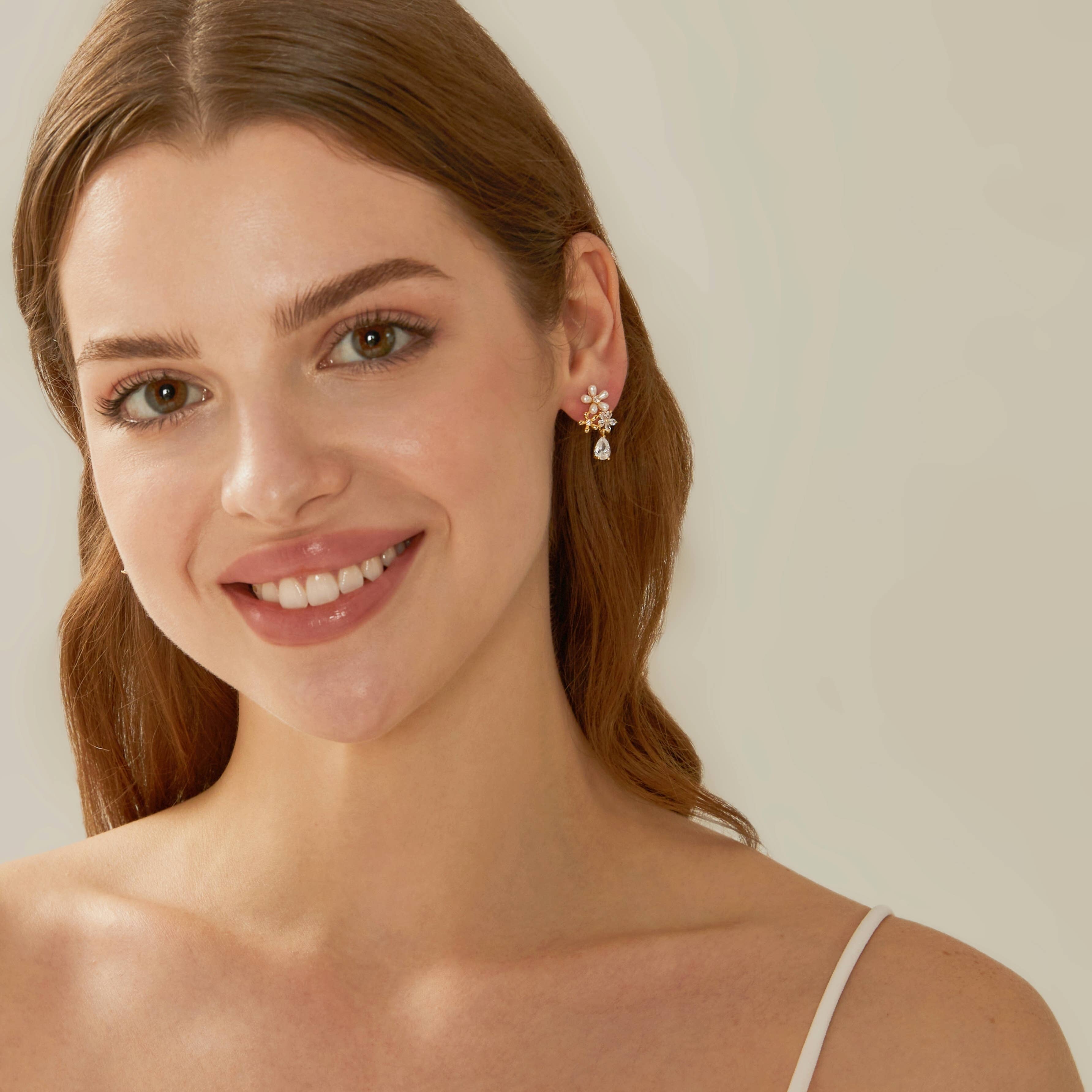 Drrtymagic - Wholesale Dangle Earrings - Freshwater Pearl Drop Earrings,Flower Pearl Dangle Earrings7