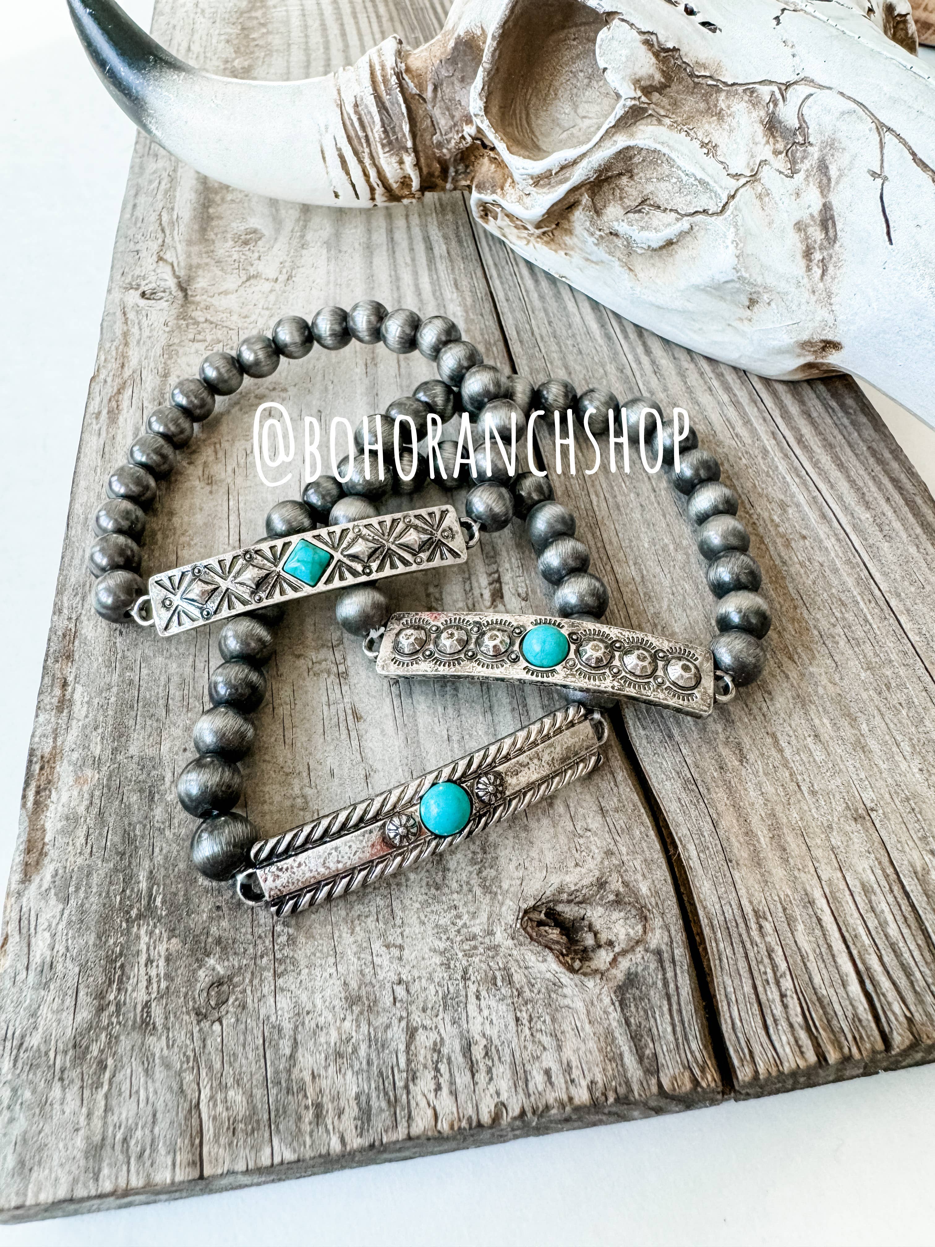 Boho Ranch Shop - Wholesale Beaded Bracelet - Aztec Boho Western Concho Stretch Bracelet2