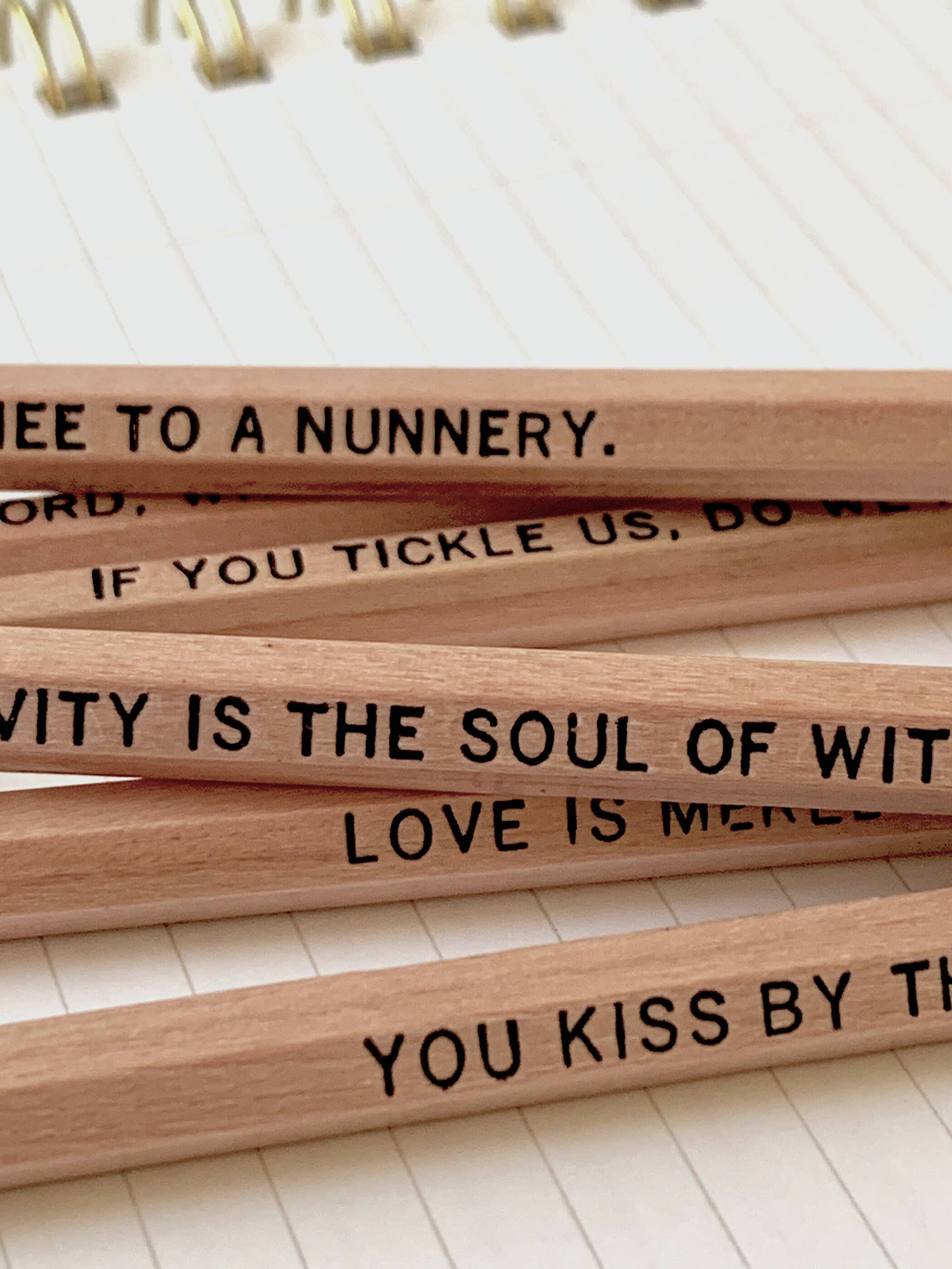 Lit & Whimsy - Wholesale Pencil - Shakespeare Quote Pencils Literary Gifts2