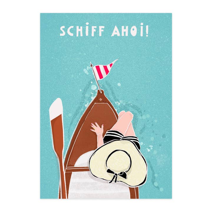 Postkort "SKIB AHOJ!" for engroshandel hos paruspaper. nutzfeine papeterie