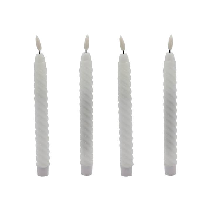 LumaBase - Wholesale Flameless Candle - Battery- Operated 3D Wick Flame Wax Tapers- White Twist, 4ct3