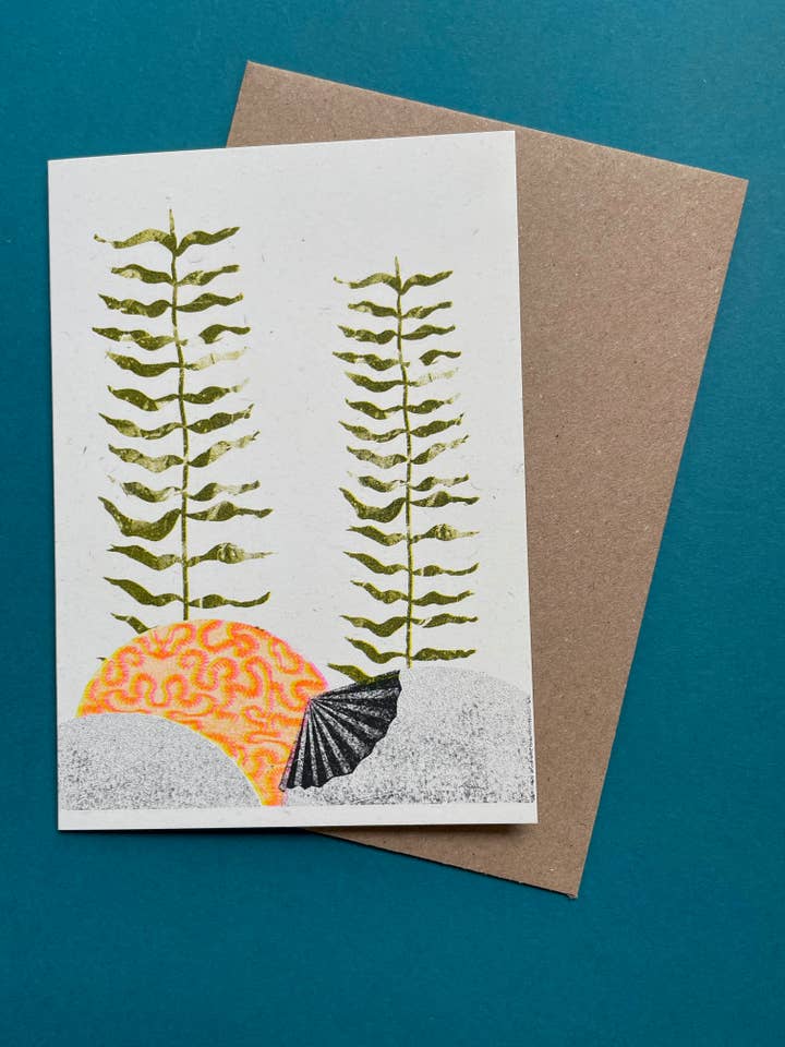 Kelp Riso Printed Greeting Card for wholesale by Buoy Oh Buoy Studio