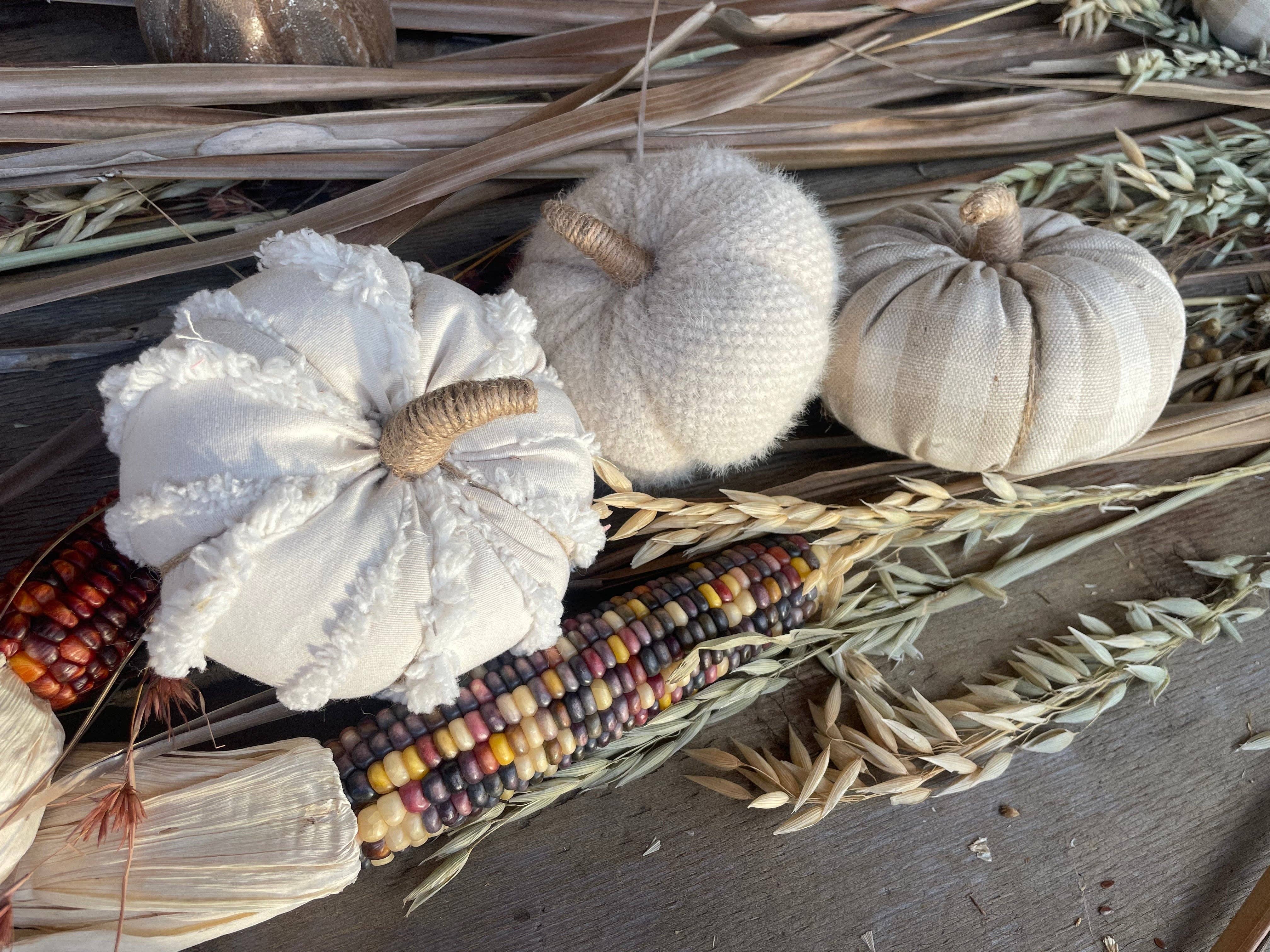 Collins Painting & Design - Wholesale Decorative Tabletop Object - CF-3139 - Sm. Tan Fuzzy Fall Fabric Pumpkin1