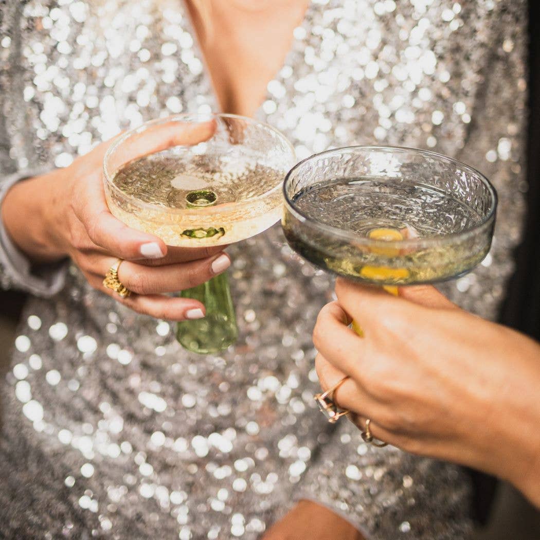 Brût Home and Glassware - Vente Verres à cocktail/alcool - Coupe à Champagne Claude | ensemble de 2 | bleu/topaze7