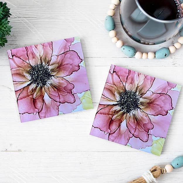 Untersetzer aus Sandstein, 4er-Set, Design 9 für den Großhandel von Angie Bryant Art