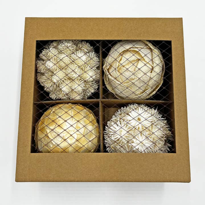 2626 Designs - Wholesale Artificial Plant - Box of 4 Preserved Decorative Conifer Pinecone Topiary Balls