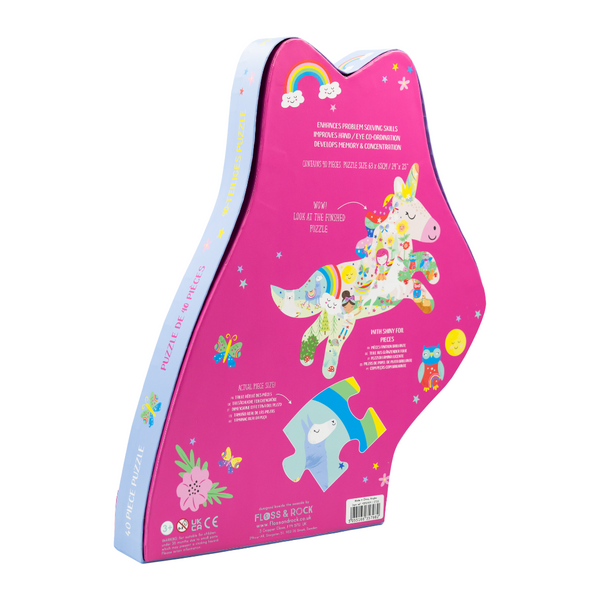 Floss and Rock - UK/EU – wholesale Puzzle – Child – Rainbow Unicorn 40pc "Unicorn" Shaped Jigsaw with Shaped Box1