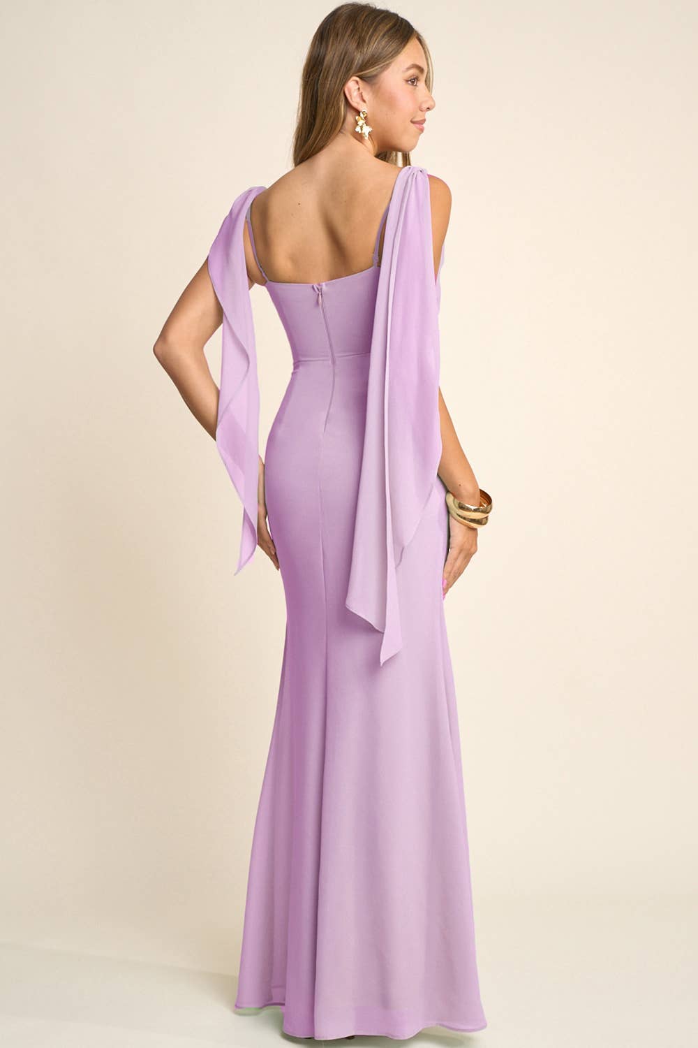 Maniju – Engroshandel Kjole - Dame – Maxi-kjole i glinsende georgette chiffon5