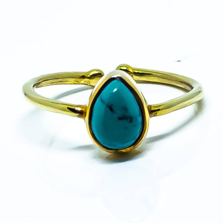 Turquoise Ring Sterling Silver 18K Gold Micron Adjustable for wholesale by Quasar Gems USA