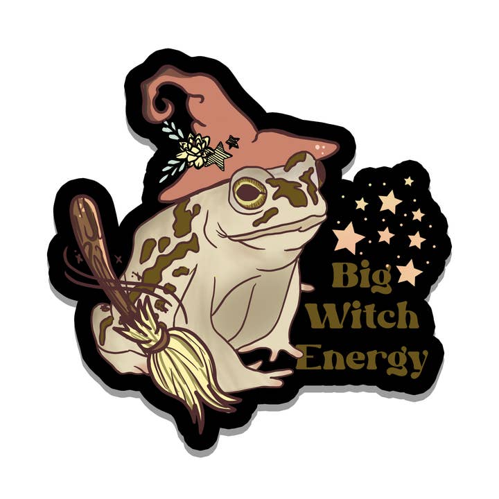 Big Witch Energy | Toad | Waterproof Vinyl Sticker | 2.5" for wholesale by Rebel and Siren Stickers