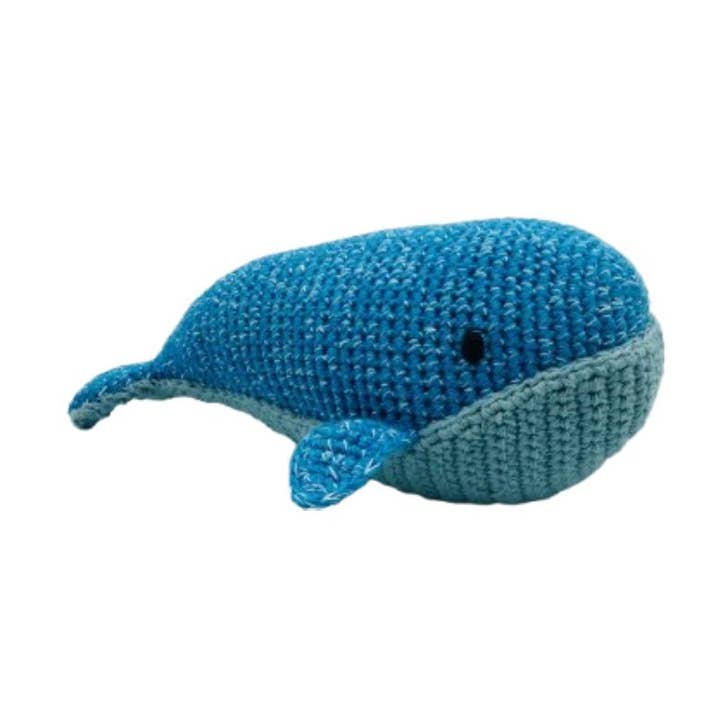 Fair Trade Crochet Whale Baby Rattle Organic Cotton for wholesale by Best Years Ltd