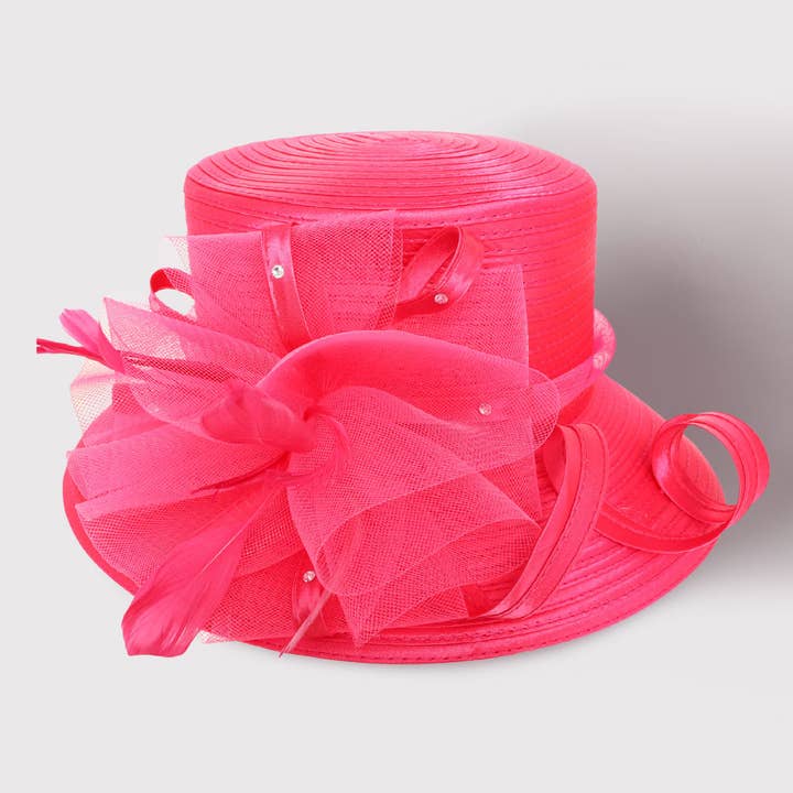 Steinspitze-Feder-Mesh-Bogen-akzentuierter eleganter Hut für den Großhandel von Sensibling Corp.