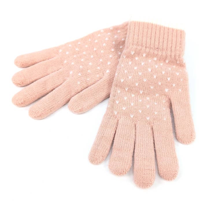 Tiny Hearts Gloves - Pink for wholesale by Black Ginger