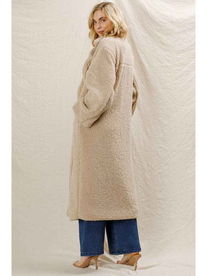 Black Long Sherpa Coat for wholesale on Faire