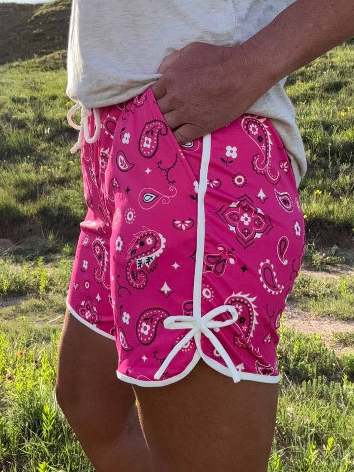 Sterling Kreek - Wholesale Shorts - Women's - Bandana Babe Hot Pink Shorts LONG